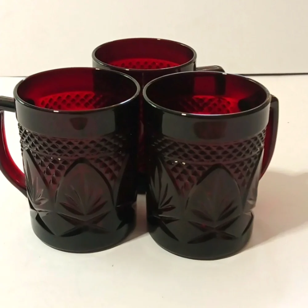 Luminarc Ruby Red Cristal D'Arques Durand Mugs Set Of 3 Ruby Red
